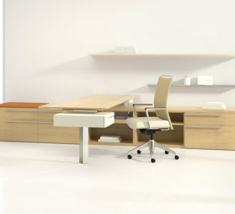 Light wood executive modern desk