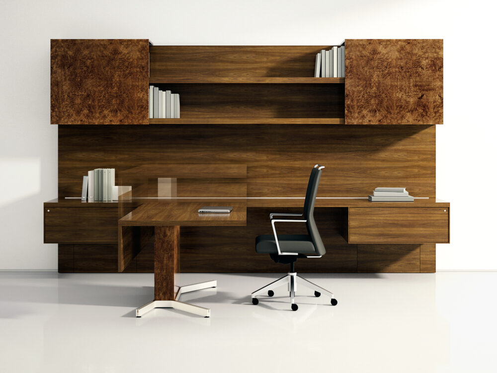 Executive Ebony Wood Modern Desk - Ambience Doré