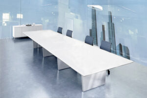 Large Glass Steel Conference Table for modern offices and executive boardroom meetings