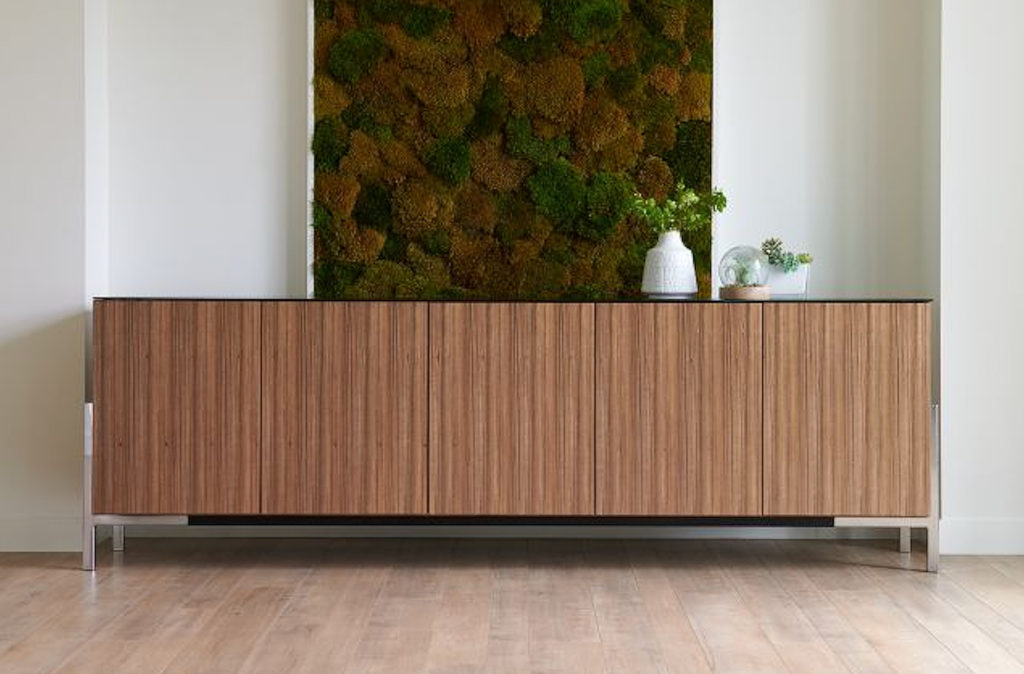 Stone Top Wood Credenza Ambience Doré