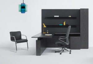 High End Modern Black Solo Sleek Executive Desk