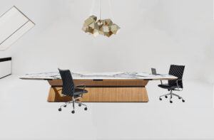 Grand Clipper Table is a premium conference room table with stone top for creme de la creme applications in home or office