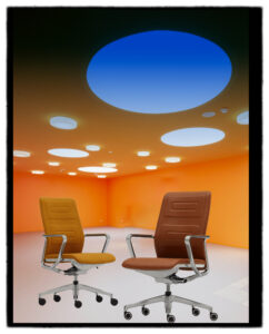 Panoramic Chair is a new modern thin back slightly retro conference room and desk chair for high end offices and homes